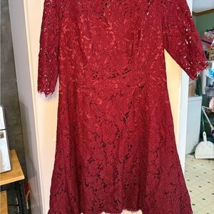 Eliza J Burgundy Lace Long Sleeve Dress